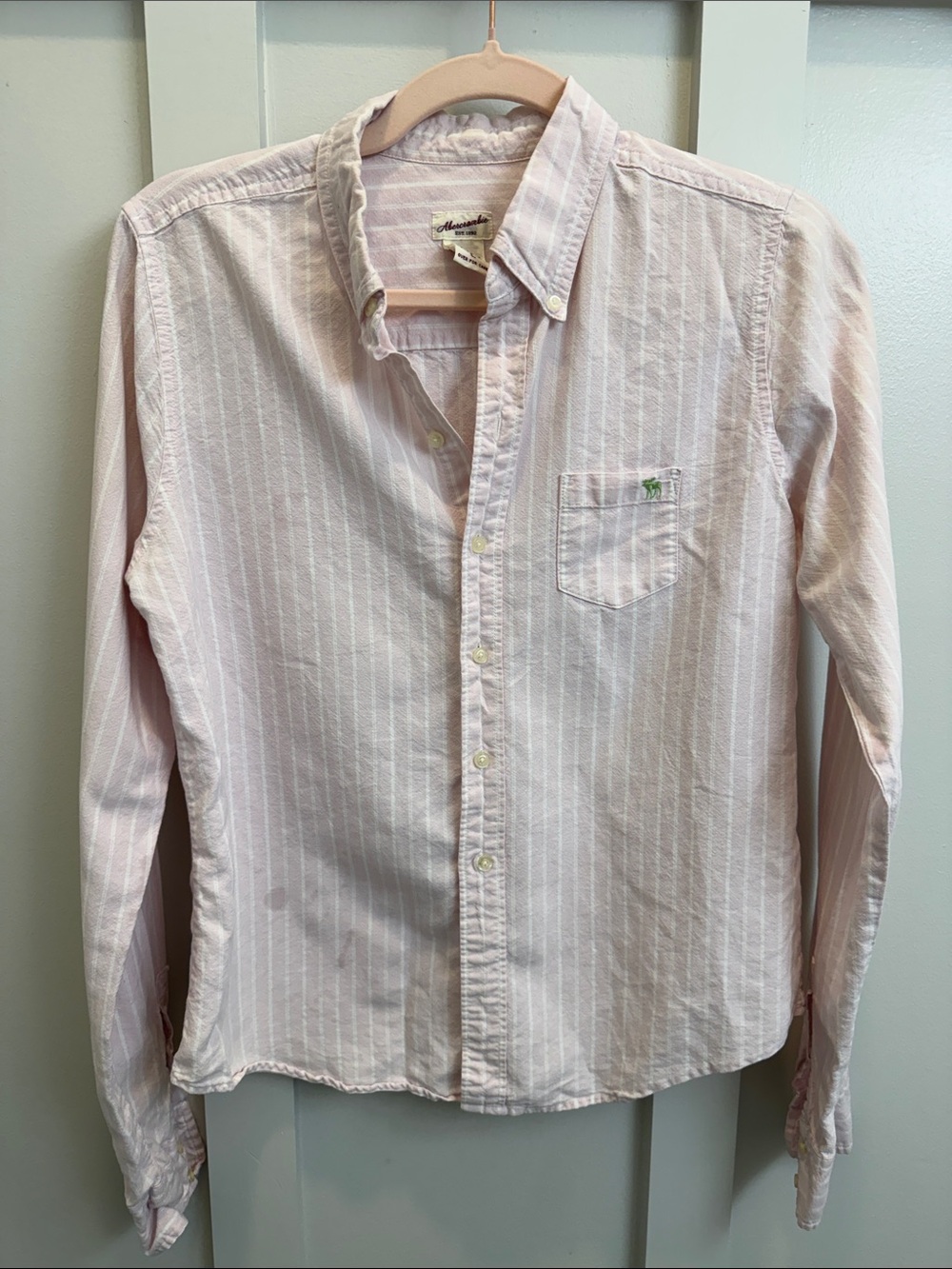 Vintage Abercrombie & Fitch Pale Pink Striped Button-Down Shirt